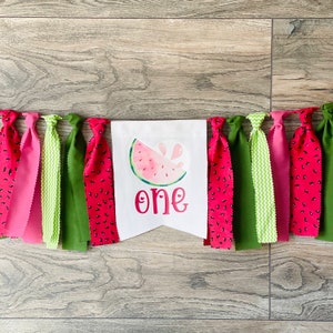Watermelon Birthday High Chair Banner,Strawberry Birthday Banner/ Strawberry Banner.