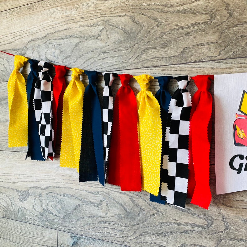 Cars Movie Inspired Birthday High Chair Banner, Lightning McQueen Inspired Highchair Banner/ Disney Cars Inspired Birthday Banner. image 5