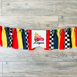 Cars Movie Inspired Birthday High Chair Banner, Lightning McQueen Inspired Highchair Banner/ Disney Cars Inspired Birthday Banner.