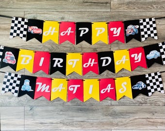 Cars Movie Inspired Birthday Banner, Lightning McQueen Inspired Banner/ Disney Cars Inspired Birthday Banner.