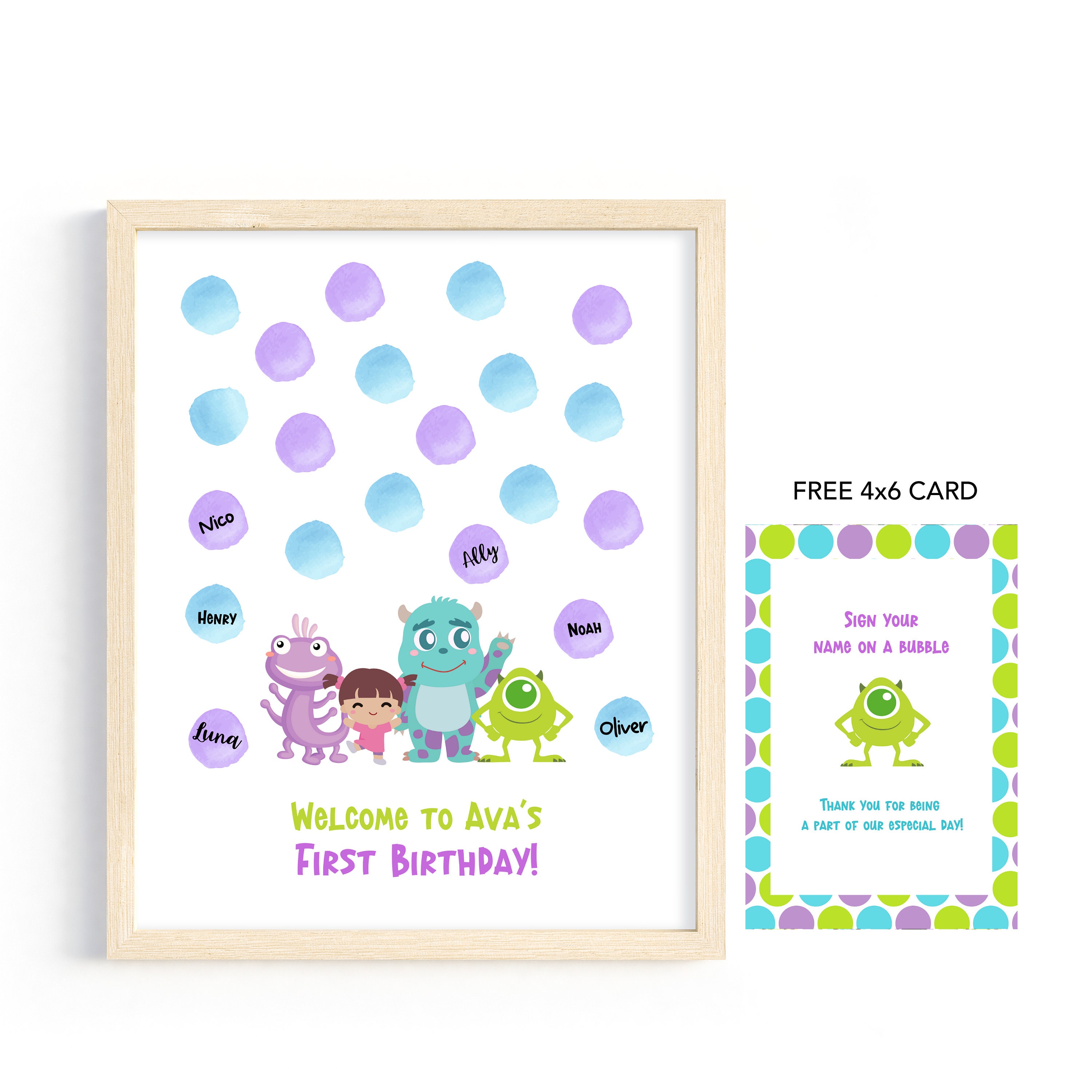 CUSTOM PRINTABLE Monster Inc GuestBook, Monster Inc GuestBook Cover, Printable Monster Inc Sign Book Poster.