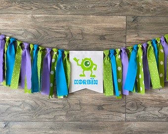 Monster Inc Inspired Birthday High Chair Banner,Monster Inspired Birthday Party/ Monster Birthday Decoration.
