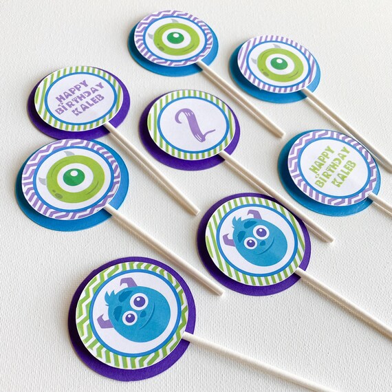 Monster Birthday Cupcake Toppers. Monster Inc Party. Monster Inc