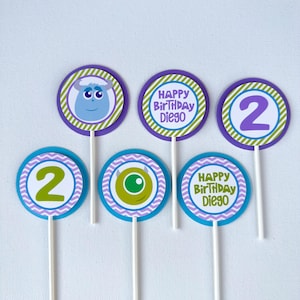 Monster Birthday Cupcake Toppers. Monster Inc Party. Monster Inc. Cupcake Toppers.