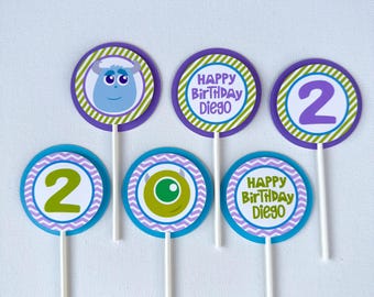 Monster Birthday Cupcake Toppers. Monster Inc Party. Monster Inc. Cupcake Toppers.