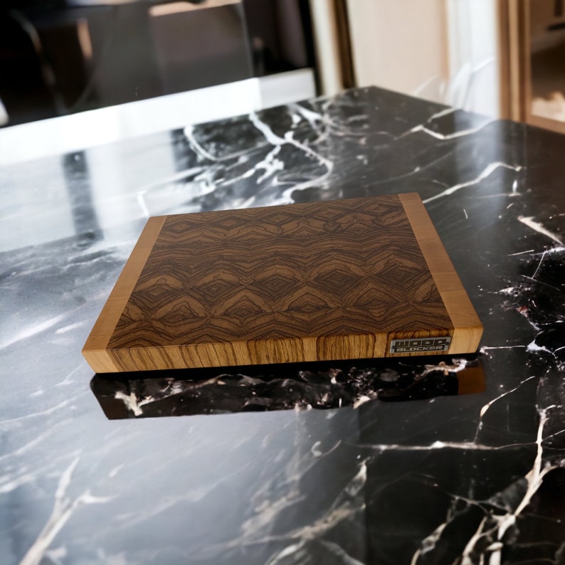 Cutting Board Edge Grain Zebra Wood and Maple./ Butcher Block.zebra Wood Boards./ Maple Cutting