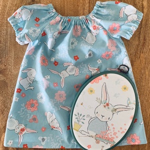Some Bunny Loves You... Dress and Hoop set - baby clothes, bunny, embroidery hoop, present, baby gift, baby shower present, nursery decor
