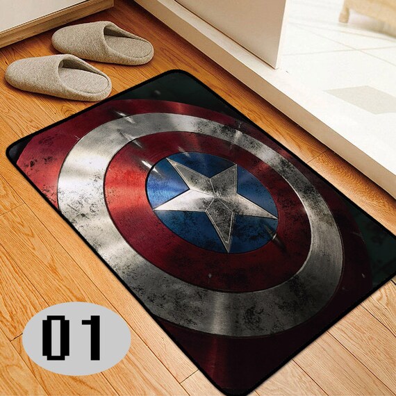 Captain America Shield Super Hero Marvel Cool Comic Floor Rug Carpet Living Room Bedroom Doormat Non Slip Chair Mat Custom Made