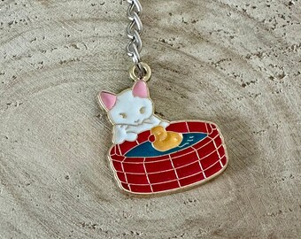 Cute cat keychain|cat lover gift|mom gift|crazy cat lady|cat and rubber duck keychain |cute cat keychain key|girlfriend gift|unique keychain