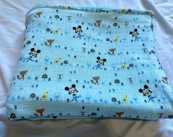 Blue Mouse themed Baby Blanket made with nursery swaddle and flannel  Fabric| Swaddle | Baby boy | Baby Shower Gift | Mouse theme nursery