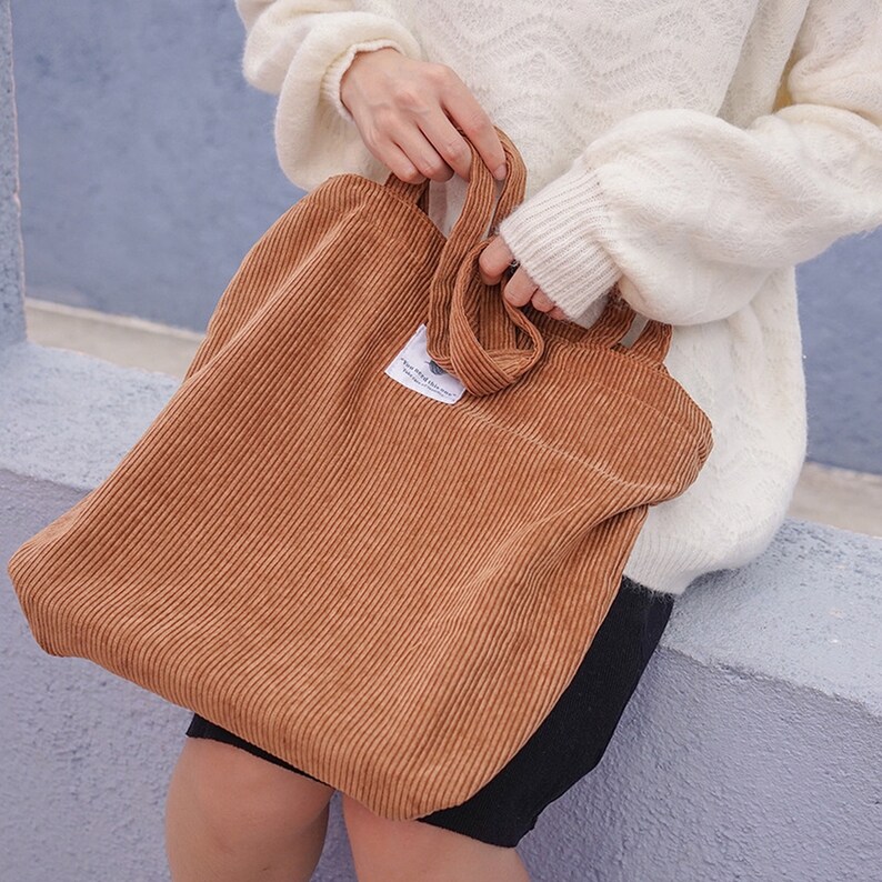 Corduroy Tote Bag Mens Shoulder Bag Shopping Bag Tote Etsy