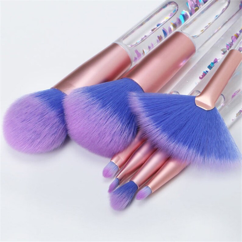 7 Pcs Sparkling Pink Brush Set Glitter Makeup Brushes | Etsy