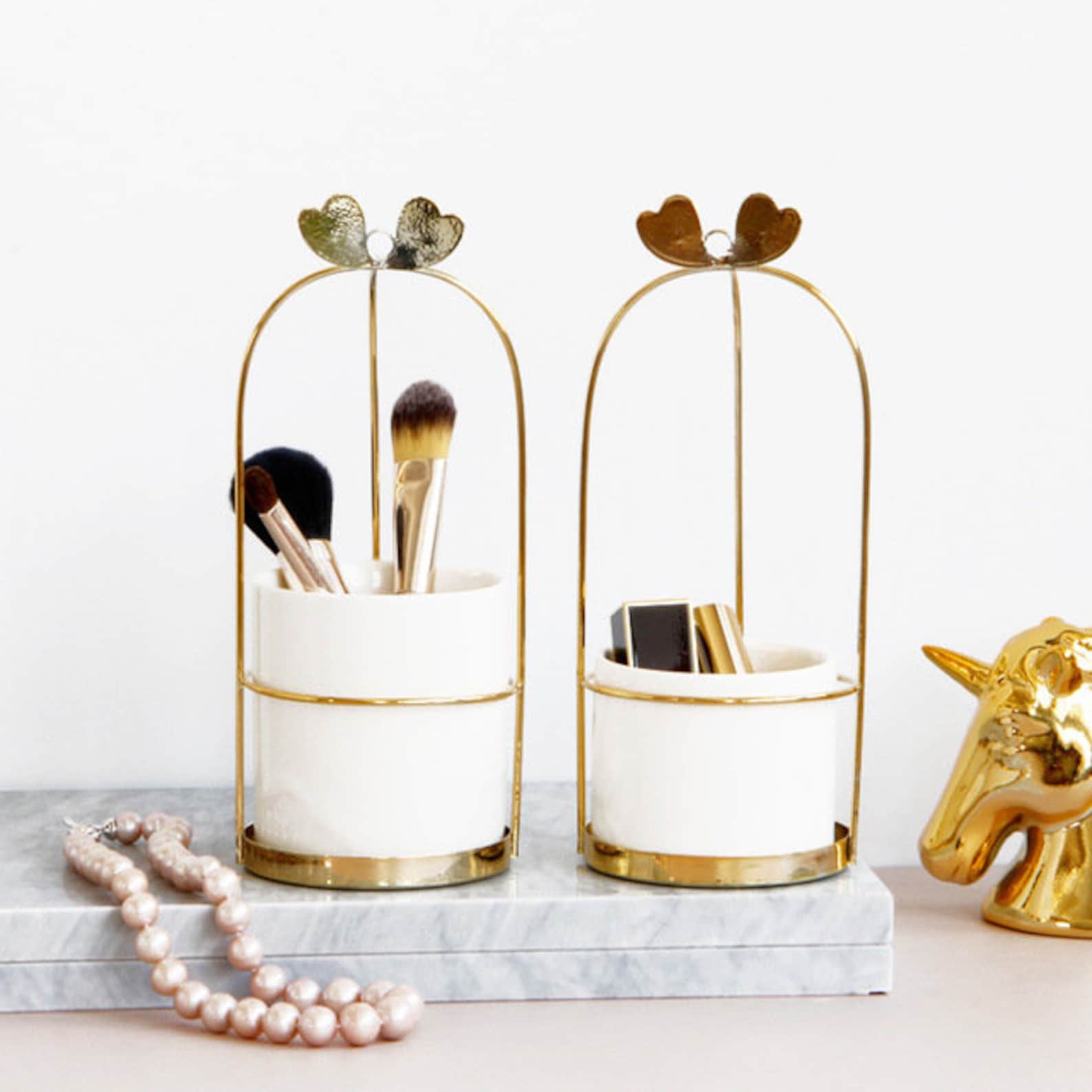 Ceramic Vase Makeup Brush Holder Makeup Organizer Display Etsy