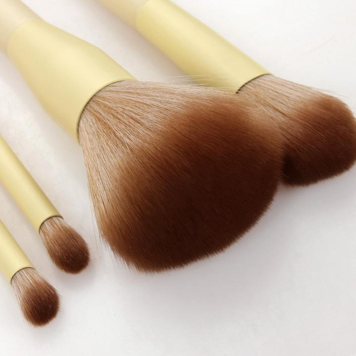 11 Pcs Yellow Makeup Brush Set Vegan Makeup Brushes Etsy
