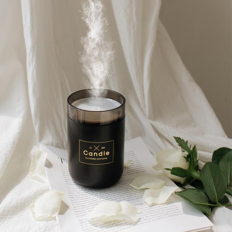 Candle Air Humidifier Essential Diffuser Night Light Etsy