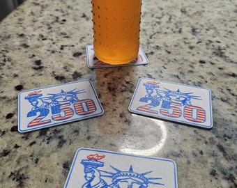 USA 250 Statue of Liberty Patriotic Coaster Set of 4