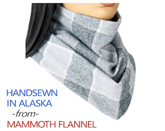 Leisure Wear Flannel Snap Gaiter | Handmade Cotton Neck Warmer | AlaskaSnaps Easy On/Off® Unisex Buff | Snaps in Back | Handsewn in Alaska