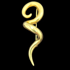 Vintage Gold-tone Metal Curly Snake Brooch Elegant Pin Jewelry 3in