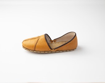 Charik - 100% Leather Insole Outsole - Breathable Handmade Shoes - Women - Mustard Yellow Avare