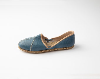 Charik - 100% Leather Insole Outsole - Breathable Handmade Shoes - Women - Ocean Blue Avare