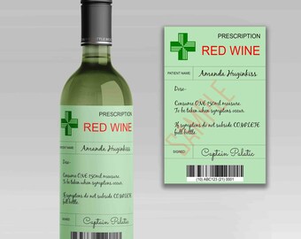 Personalized Wine Bottle Label, Joke Prescription, Wine Gift, Wine Bottle Label, Wine Bottle, Mothers Day, Fathers Day, Wine Lover Gift