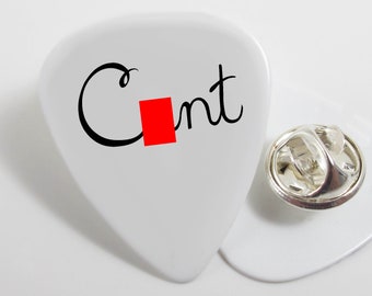 C*nt Swearing insult Gag Present Plectrum Pin Back Badge Brooch Guitar Pick novelty Musician Gift Surprise