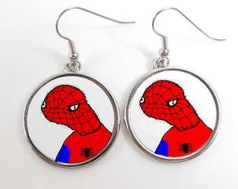 Spoderman Earrings Drop Dangling Humor Cute Funny Gift Inc Gift Bag Reddit 4Chan Internet Meme Crap Cartoon