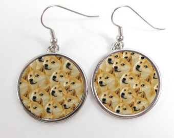 Doge Dogecoin Shibe Dog Puppy Cute Parody Funny Dank Earrings Drop Dangling Humor Cute Funny Gift Inc Gift Bag Reddit 4Chan Internet Meme