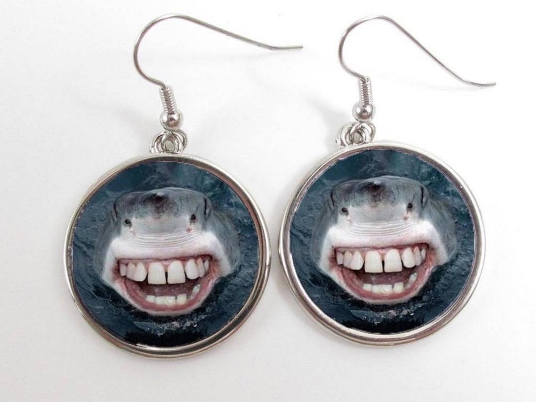 Sharks With Human Teeth Great White Shark Funny Earrings Drop Dangling
