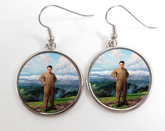 Glorious Leader Korea Cute Parody Funny Dank Earrings Drop Dangling Humor Cute Funny Gift Inc Gift Bag Reddit 4Chan Internet Meme Made In UK
