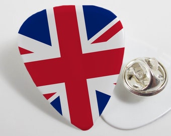 Union Jack Flag Plectrum Pin Back Badge Brooch Guitar Pick novelty Musician Gift Mods Rockers Jam Ska