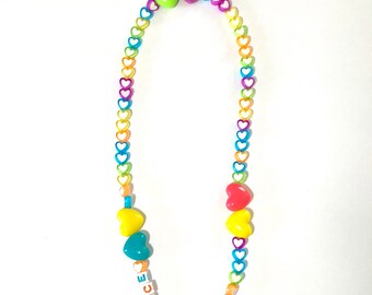 Girls Mask lanyard with hearts,  mask necklace, Back to school, personalized face mask chain, birthday present, stocking stuffer