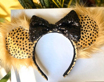 Light Animal Ears, Cheetah Print Ears, Furry Animal Headband, Animal Kingdom Ears With Fur, Lion King mouse ears