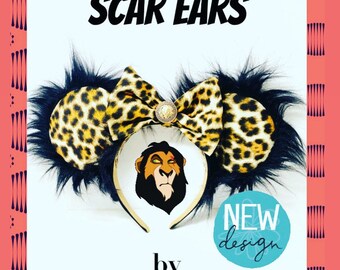 Furry animal mouse ears, Scar mickey ears, Animal kingdom ears, Disney inspired ears with fur, cheetah print ears with fur, lion king ears,