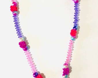 Pink and purple mask lanyard, mask necklace, face mask chain for girls, beaded mask chain, Back to school, birthday present