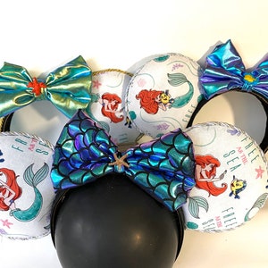 The Little Mermaid Ears,  Under the sea, Ariel Minnie Ears, Mermaid Mickey Ears, Disney Inspired Minnie Mouse Princess Ears, READY TO SHIP