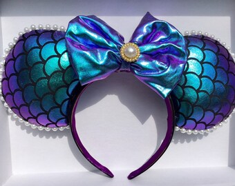 The Little Mermaid Inspired  Minnie Ears, Ariel ears, Mermaid Mickey Ears, Under the sea, Minnie Mouse Ears little mermaid , Ready to ship