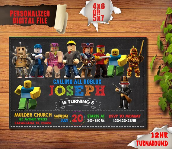 Roblox Invite Roblox Birthday Roblox Invitation Roblox Invites Personalized - roblox invitation template free roblox how to get free