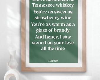 Custom Song Lyric Print | Music Poster | Wall Art | A5 A4 A3 A2 A1 | Typographic | Lyrics | Custom Print | Wall Decor