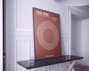 Custom Vinyl Record Lyrics Print – Personalised Music Poster, Canvas Print, Anniversary Gift, Wedding Song Lyric Art, A1/A2/A3/A4 Sizes