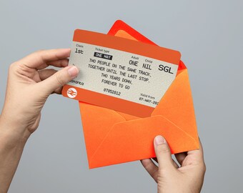 Personalisierte Zugticket-Jubiläumskarte, personalisierte Jubiläumskarte, personalisierte Jubiläumskarte, personalisiertes Zugticket