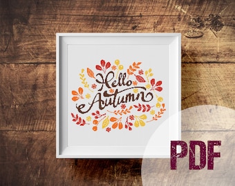 Hello Autumn Cross Stitch Pattern PDF