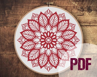 Red Mandala Nr. 2 Cross Stitch Pattern PDF