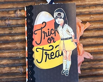 Handmade Halloween junk journal trick or treat Girl