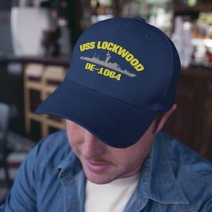 U.S.S. Lockwood DE-1064 - US Navy - Vintage Ball Cap - Vintage Navy - Unisex Twill Hat