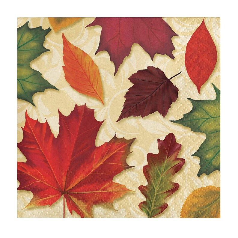 Fall Leaves Beverage Cocktail Napkins 5 x 5
