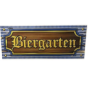 Oktoberfest Biergarten Sign 20 Inches Long Cardboard Party Decoration Set of 2