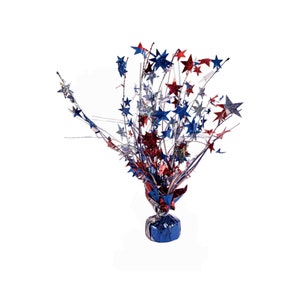 Patriotic Red, White and Blue Star 15-inch Balloon Weight Centerpiece