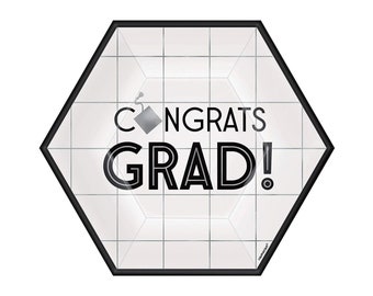 Graduation Hexagon 7” Dessert Plates – 18 Pack