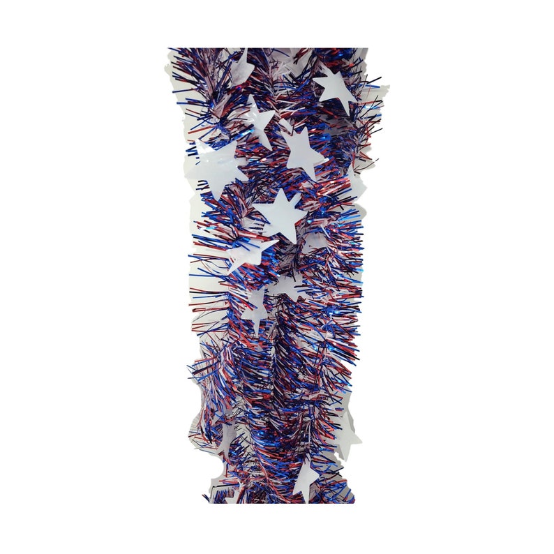Patriotic Tinsel Skinny Red White and Blue Garland With Etsy